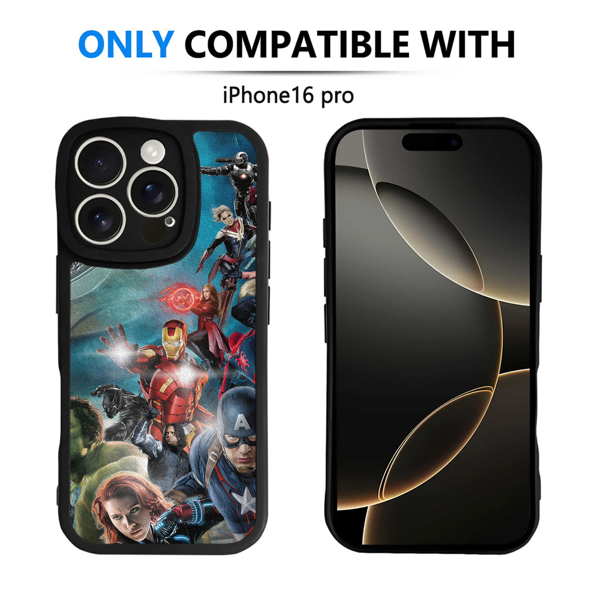 （画像用） アベンジャーズ The Avengers 【iPhone 16シリーズ対応】シリコンスマホケース（レザー調） 材質：シリコン